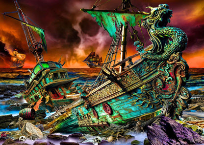 FLIPSI PUZZLE: Emerald Dragon Pirate Ship